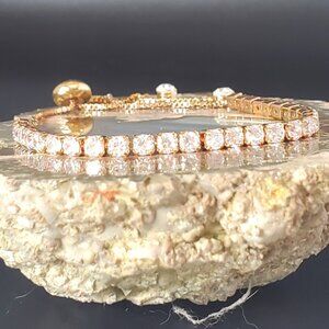 Swarovski Crystal Gold Slider Tennis Bracelet